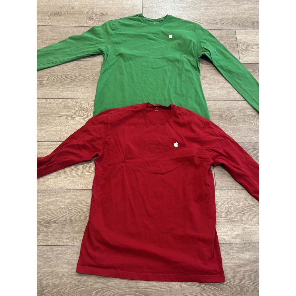 Apple Employee Shirt Lot of 2 Mens Sz XLT Logo Crew Neck Long Sleeve Cotton‎